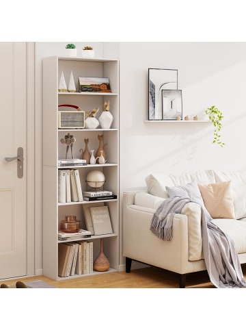 COSTWAY 6-stöckig Bücherregal 60 x 23,5 x 178 cm in Weiß