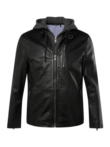 Men Plus Lederjacke in schwarz