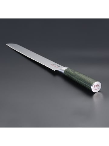 Takahiro Miyazaki Miyazaki Kodawari Brotmesser 9 inch, Griff aus Pakkaholz grün