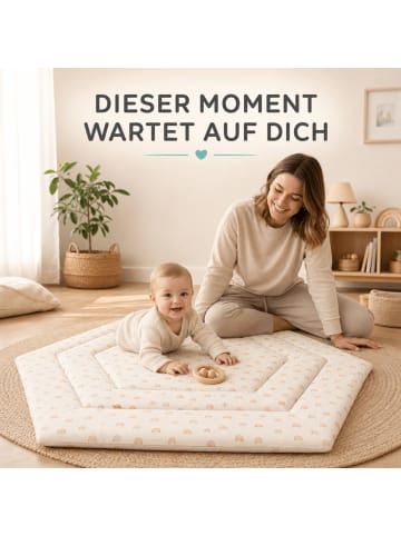 fillikid Laufstalleinlage 6-eckig Exclusiv in Rainbows Beige