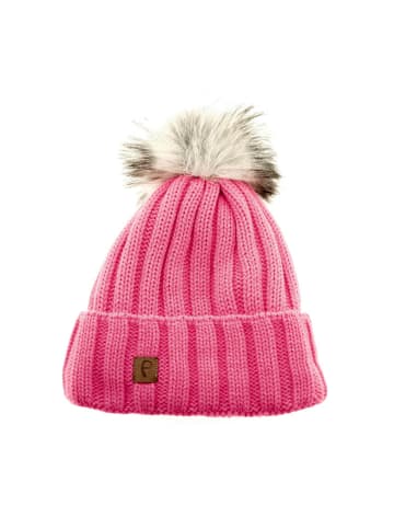 Faera Mütze zum Warmhalten im Herbst oder Winter Bommel-Mütze mit Futter in Pink