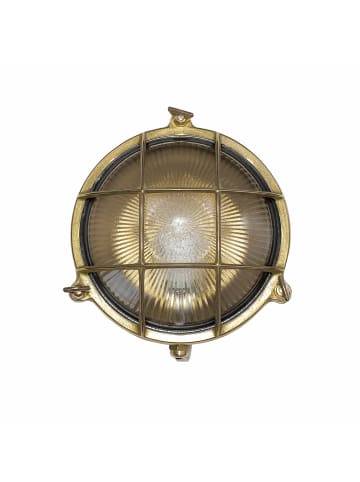 Licht-Erlebnisse Außen Wandlampe Ø 21 x (H)21 cm in Messing