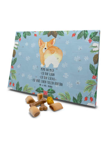 Mr. & Mrs. Panda Adventskalender für Hunde Corgi Po mit Spruch in Eisblau