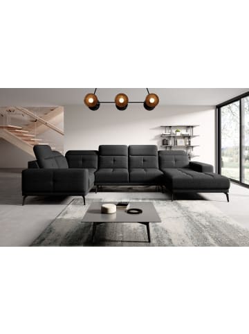 MF Design Nevido Recamiere Links in Schwarz -  (L) 201 x (B) 350 x (H) 77 cm