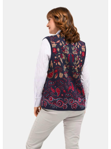 GOLDNER Strickweste Elegante Viskose-Weste mit Muster in dunkelblau / gemustert