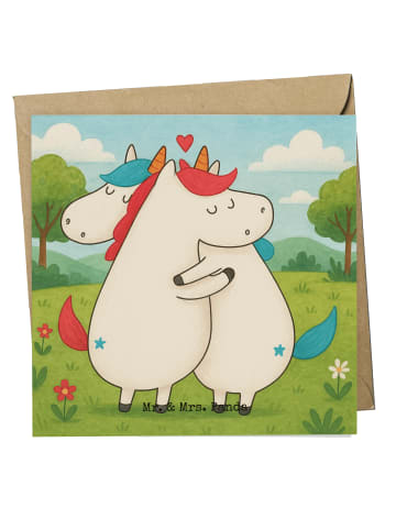 Mr. & Mrs. Panda Glückwunschkarte Einhorn Mitteilung Design ohne... in Weiß
