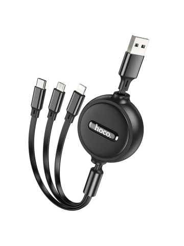 HOCO HOCO 3in1 USB-Kabel komaptibel mit iPhone + Micro-USB + in Schwarz