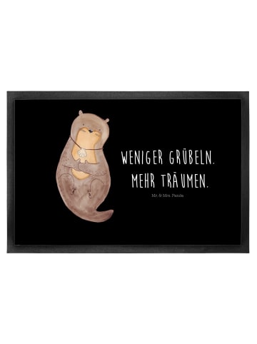 Mr. & Mrs. Panda Fußmatte Otter Muschel mit Spruch in Schwarz