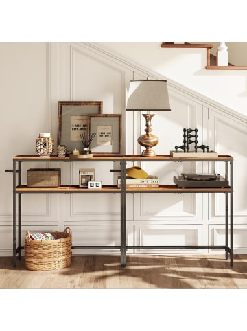 VASAGLE Flurtisch Barnet in Braun-Schwarz - (B)80 x (H)80 x (T)20 cm