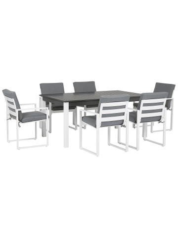 Beliani 7-tlg Gartentisch Set PANCOLE in Grau/Weiß