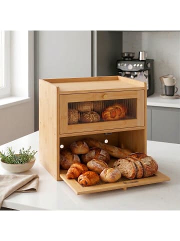 relaxdays Brotkasten in Natur – (B)36,5 x (H)34 x (T)24 cm