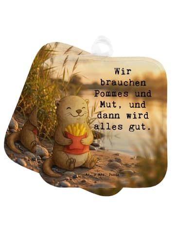 Mr. & Mrs. Panda Potholder Otter Pommes Design mit Spruch in Weiß