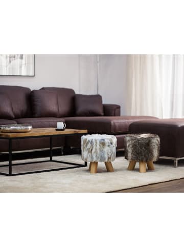 Beliani Hocker TEXAS in Bunt/Heller Holzfarbton/Braun - (W) 33 x (H) 35 x (L) 33 cm