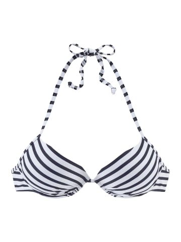 Venice Beach Push-Up-Bikini-Top in weiß-marine-gestreift