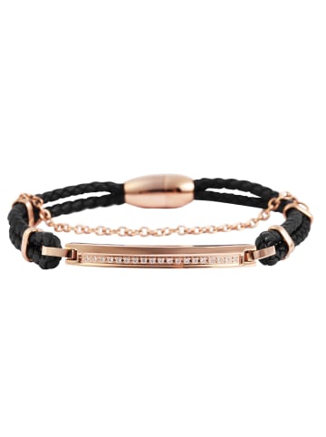 Adeliás Damen Armband aus Edelstahl mit Strass Steinchen 19,5 cm in schwarz
