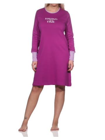 NORMANN Nachthemd Bündchen Kuschel interlock - 82160 in lila