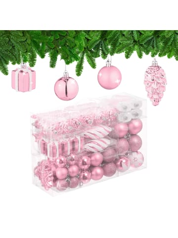 relaxdays 72-tlg. Weihnachtskugeln Set in Rosa