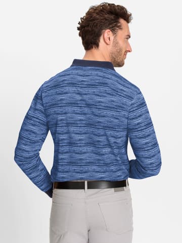 hajo Langarm-Poloshirt in marine-meliert