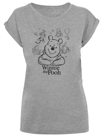 F4NT4STIC T-Shirt Winnie Puuh Der Bär Collage Sketch in grau meliert