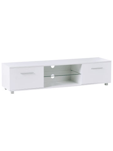 Beliani TV-Möbel BANFF in Weiß/Silber - (W) 160 x (H) 38 x (L) 40 cm