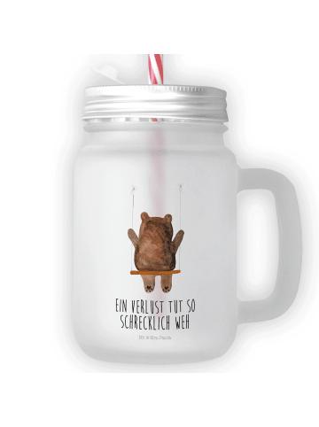 Mr. & Mrs. Panda Trinkglas Mason Jar Bär Schaukel mit Spruch in Transparent
