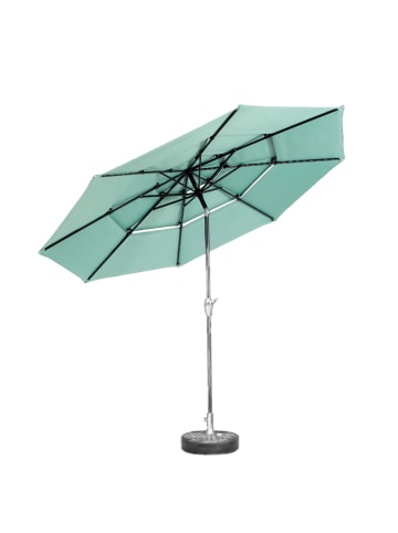 ABRIHOME Doppelseitiger Sonnenschirm in Hellgrün Ø300 cm mit Kurbel Ohne Plattenfuß