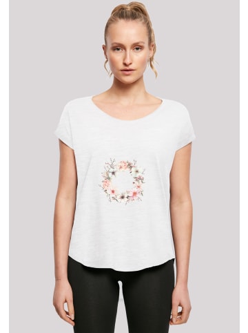 F4NT4STIC Long Cut T-Shirt Rosa Blumenkranz in weiß