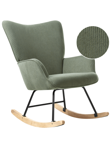 Beliani Schaukelsessel ARSET in Grün/Schwarz/Braun - (W) 71 x (H) 104 x (L) 83 cm