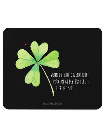 Mr. & Mrs. Panda Mauspad Blume Kleeblatt mit Spruch in Schwarz