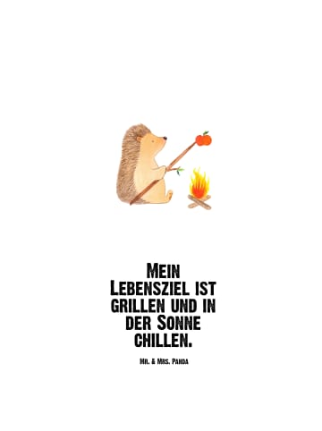 Mr. & Mrs. Panda Outdoor Trinkflasche Igel Grillen mit Spruch in Weiß