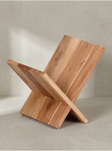 KADIMA DESIGN Zeitungsständer aus Massivholz: X-Form, Akazienholz, pflegeleicht in Beige