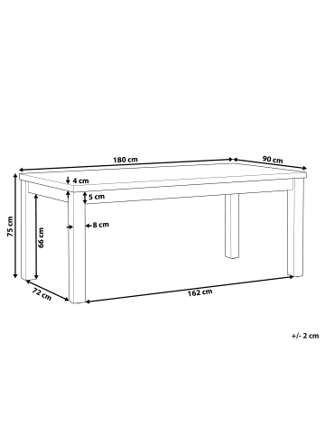 Beliani Esstisch OSTUNI in Grau/Braun - (W) 90 x (H) 75 x (L) 180 cm