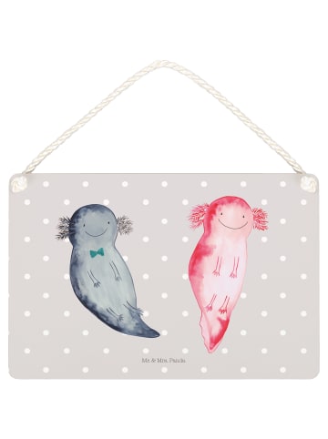 Mr. & Mrs. Panda Schild Axolotl Freundin ohne Spruch in Grau Pastell