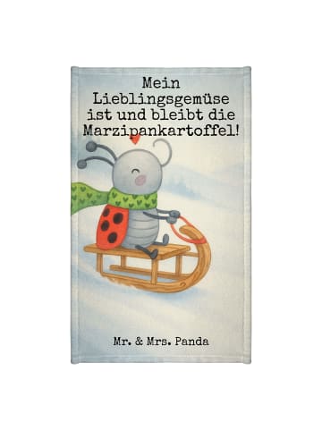 Mr. & Mrs. Panda Gästehandtuch Smörle Rodeln Design mit Spruch in Weiß
