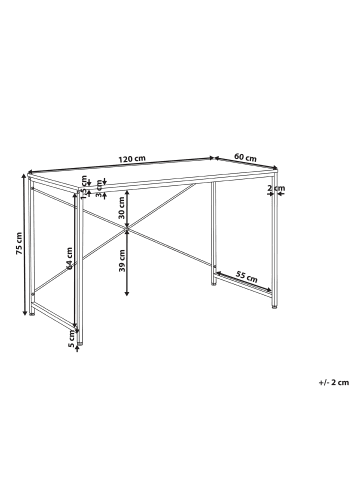 Beliani Schreibtisch ANDASTE in Weiß/Braun - (W) 120 x (H) 75 x (L) 60 cm