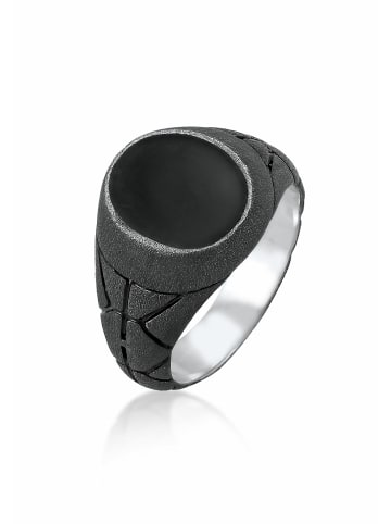 KUZZOI Ring 925 Sterling Silber Siegelring in Schwarz