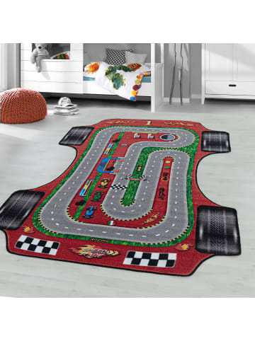 KADIMA DESIGN Teppich Kinder Flachgewebe Rennbahn Polyamid rutschfest Kinderzimmer