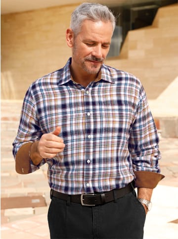 WITT WEIDEN Flanellhemd in marine-camel-kariert