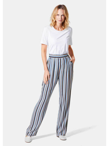 GOLDNER Palazzo-Hose Palazzo-Hose mit sommerlichem Druck in blau / sand / gestreift