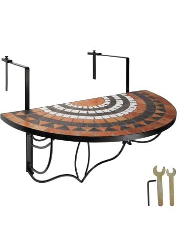 tectake Balkontisch zum Einhängen, 75 x 65 x 62 cm, mit soliden Metallhaken