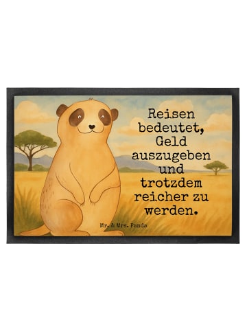 Mr. & Mrs. Panda Schmutzmatte Erdmännchen Design mit Spruch in Weiß