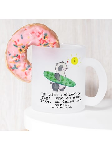 Mr. & Mrs. Panda Häferl Panda Surfen mit Spruch in Transparent