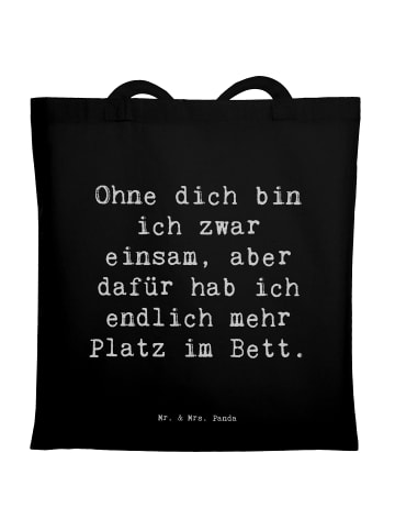 Mr. & Mrs. Panda Tote Bag Spruch Liebeskummer Platz im Bett mit ... in Schwarz