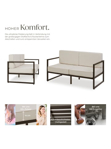 tectake Garten-Loungesofa Comosa, 142 x 78 x 85 cm, braun/beige