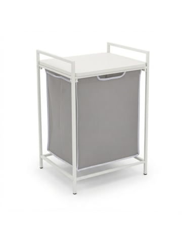 relaxdays Wäschesammler in Weiß/ Grau - 65 L
