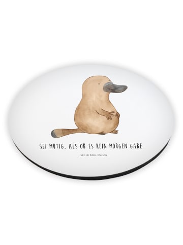 Mr. & Mrs. Panda Kühlschrankmagnet Schnabeltier Mut mit Spruch in Weiß