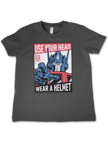 Transformers Shirt "Use Your Head Wear A Helmet Kids Tee" in Grau