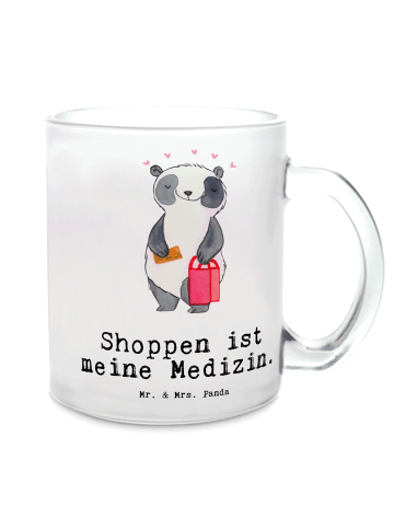 Mr. & Mrs. Panda Tee Tasse Panda Shopping mit Spruch in Transparent