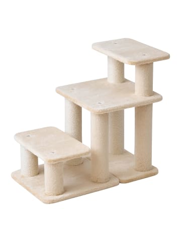 relaxdays Katzentreppe "verstellbar" in Beige - (B)55,5 x (H)52,5 x (T)33 cm