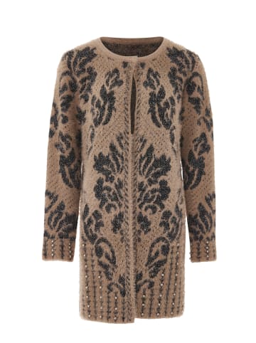 faina Damen Strickjacke in Dunkelrosa Schwarz